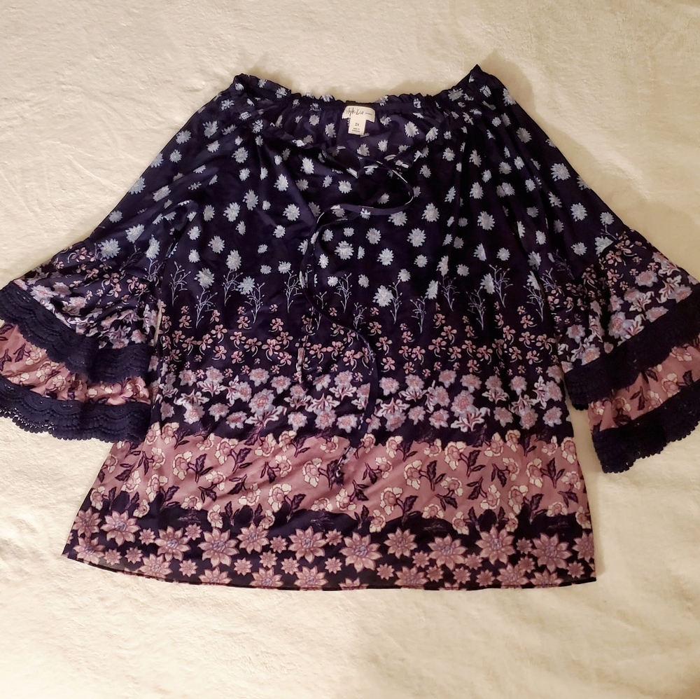 Style & Co - 2X - 3/4 Sleeve Boho Peasant Shirt!